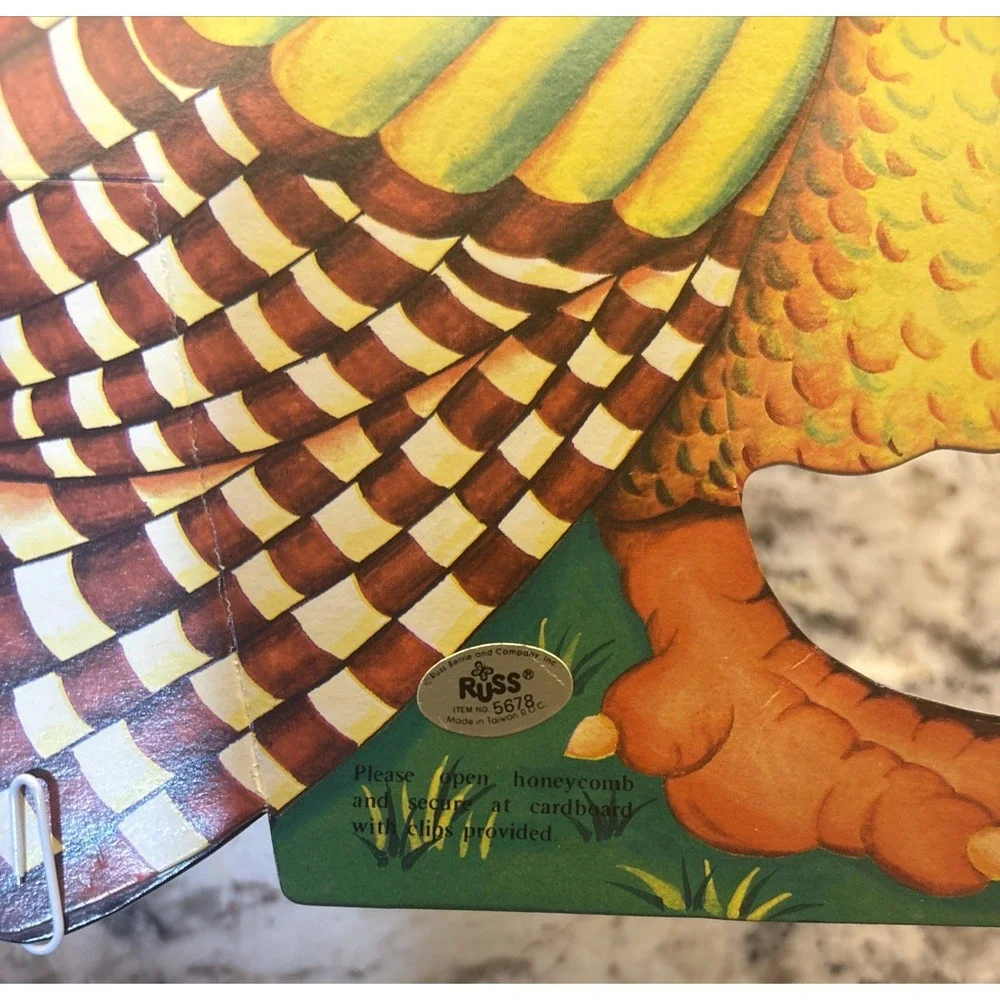 2 Vintage‎ RUSS Turkey Centerpiece Honeycomb Fold Cutout Tabletop Thanksgiving